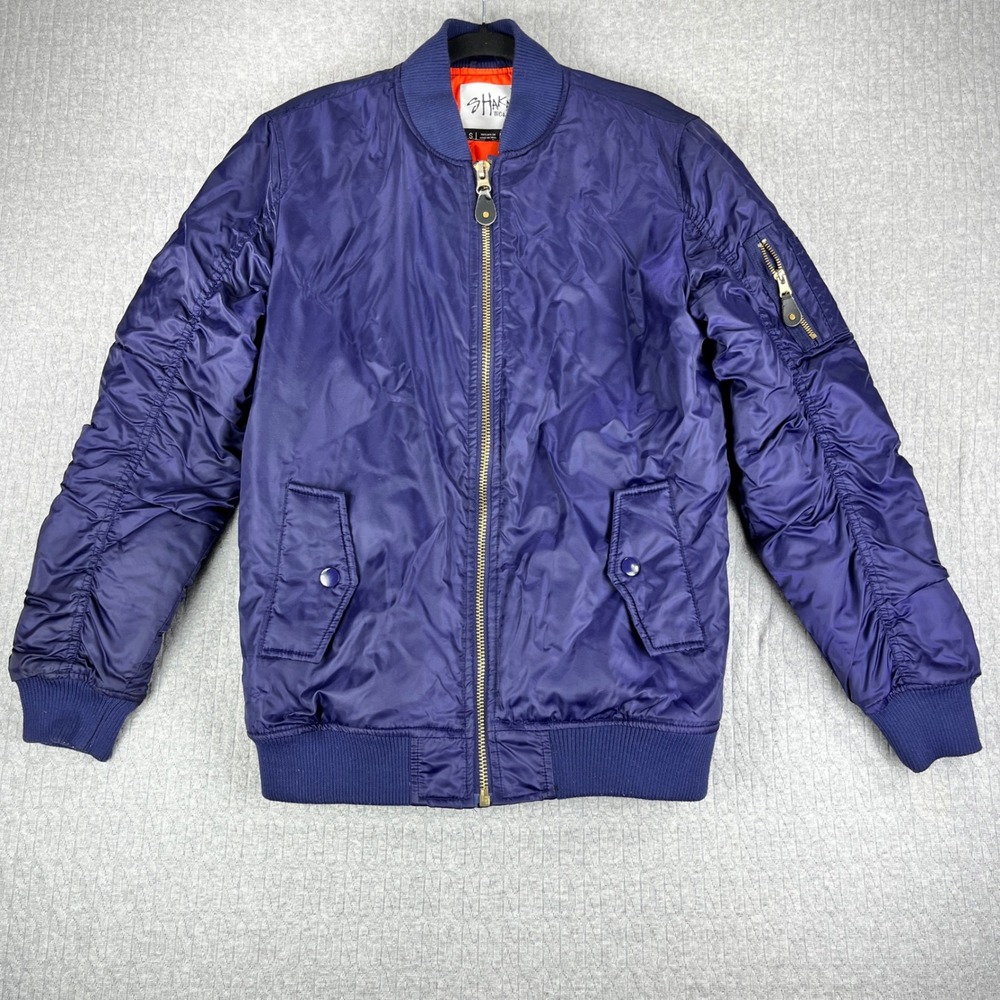 Shaka Wear Purple Bomber Jacket Mens Small Quilted Lined Flight Punk Rock